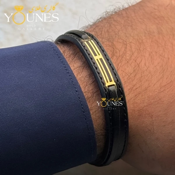 دستبند طلا چرم مردانه L117